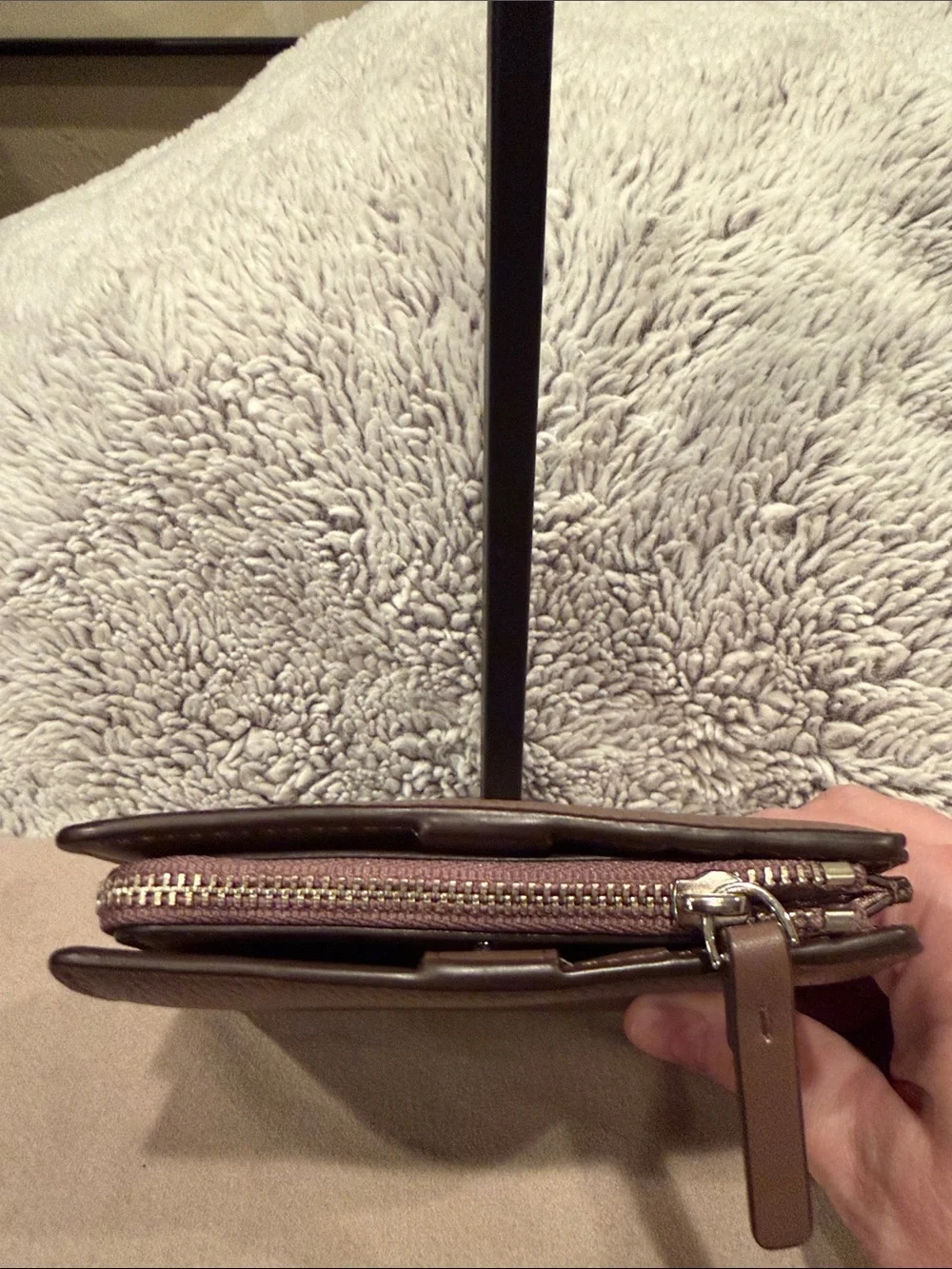 kate spade Brown Pebbled Leather Zip Around Wallet